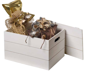 White Wooden Box With Lid M