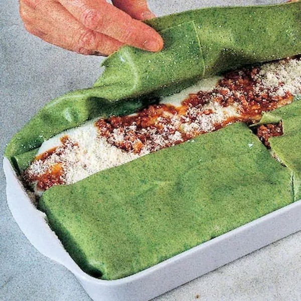 One step in preparing Lasagne alla Bolognese