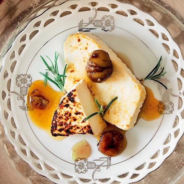 Sautéed Pistoiese ricotta served with chestnuts and wildflower honey