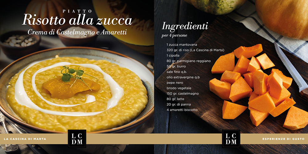 Risotto alla Zucca, Crema di Castelmagno e Amaretti